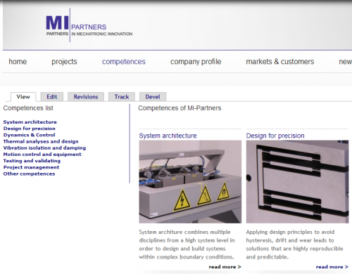 MI-Partners Competences website screenshot